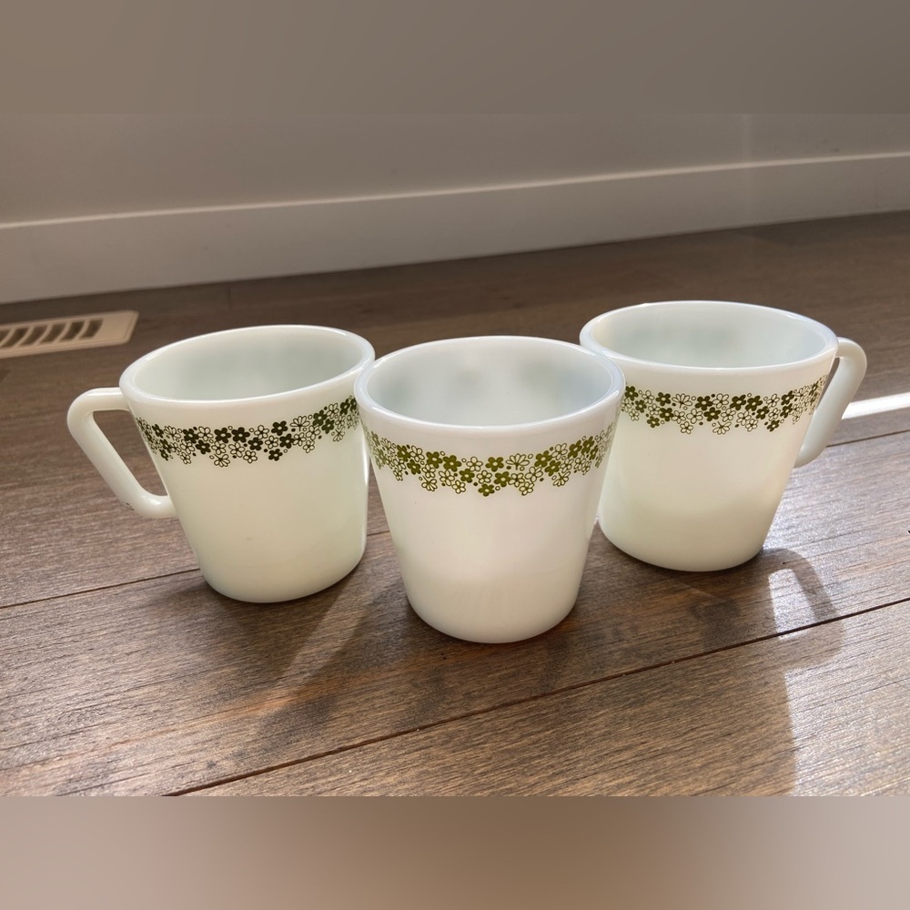 PYREX milk‎ glass mugs x3